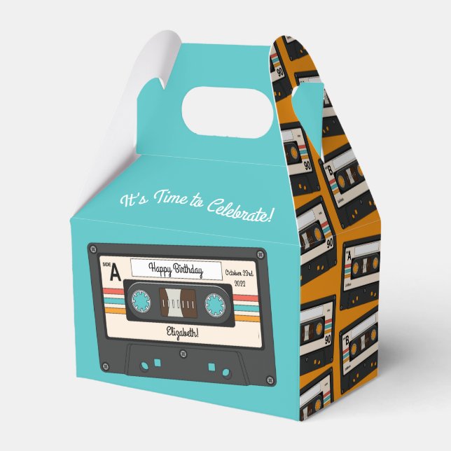 Retro 80's 90's Cassette Tape Music Birthday Party Favour Box (Back Side)