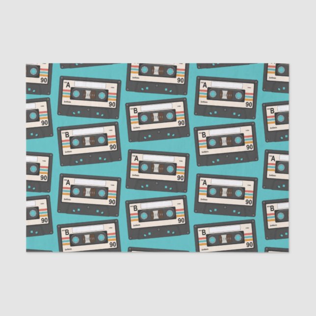 Retro 80's 90's Cassette Tape Music Birthday Party Tissue Paper (Front)