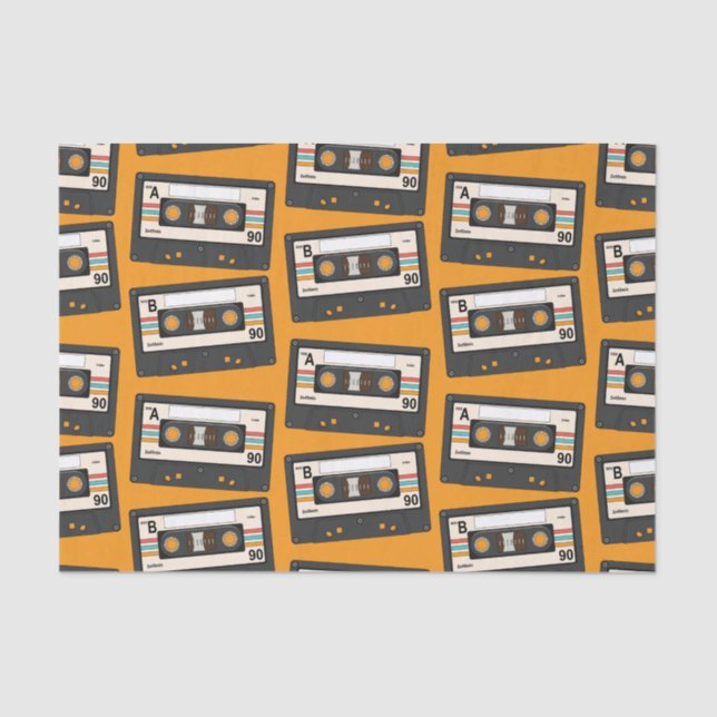 Retro 80's 90's Cassette Tape Music Birthday Party Tissue Paper (Front)