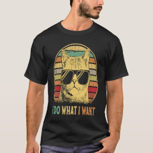 Retro 80s 90s Cat Boys Men I Do What I Want Cat T-Shirt