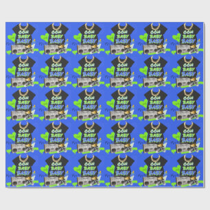 Retro 80's/90's Hip Hop Baby Shower  Wrapping Paper