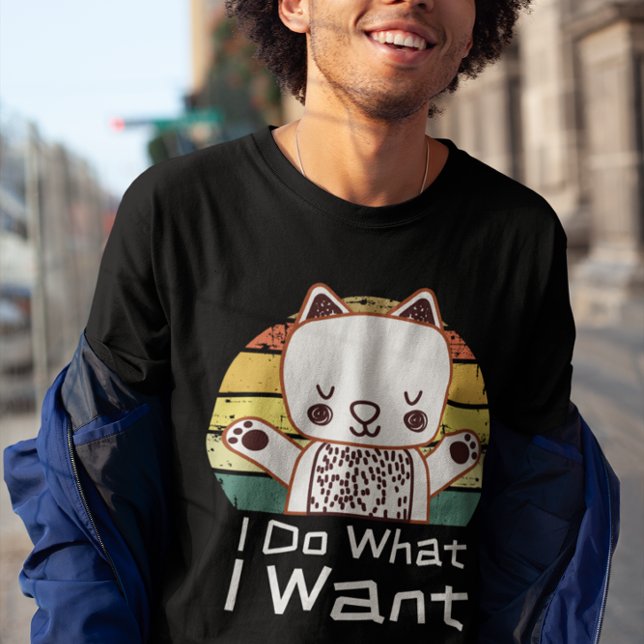 Retro 80s 90s I Do What I Want Anime Cat Lover T-Shirt (Creator Uploaded)