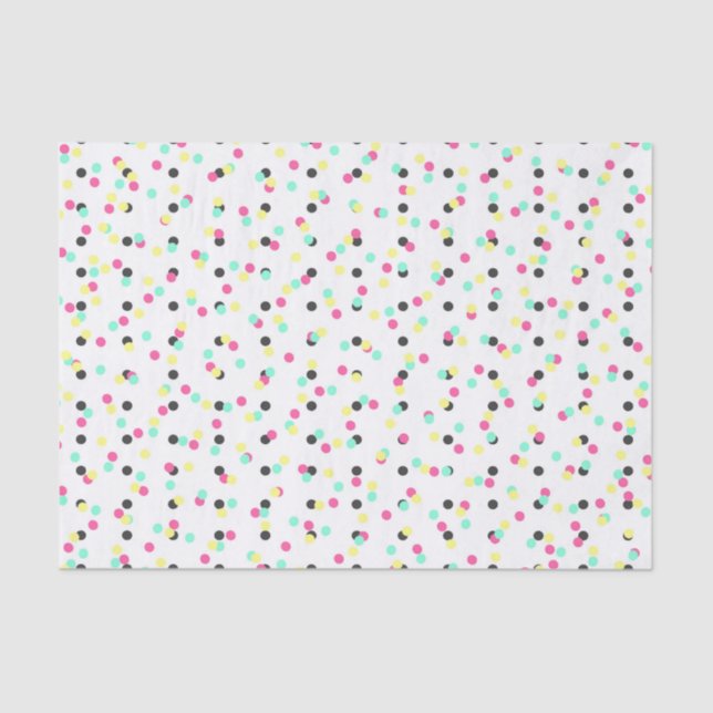Retro 80's 90's Inspired Colourful Polka Dots Tissue Paper (Front)