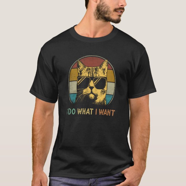 Retro 80s 90s Meowy I do what I want cat  cat   1 T-Shirt (Front)