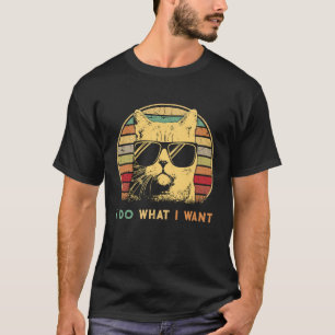Retro 80s 90s Meowy I do what I want cat  cat   2 T-Shirt