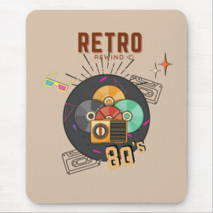 Retro 80s/90s Music CD Cover Design Mouse Mat