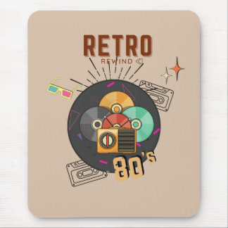 Retro 80s/90s Music CD Cover Design Mouse Mat