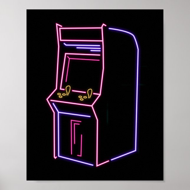 Retro 80s 90s NeON Arcade Machine Arcade Cabinet Poster (Front)