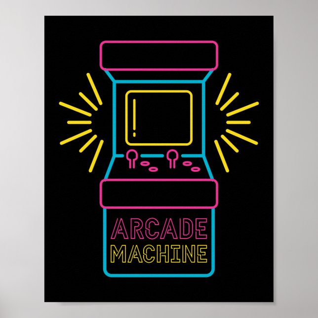 Retro 80s 90s Neon Arcade Machine Arcade Cabinet Poster (Front)
