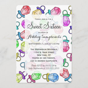 Retro 80's 90's Neon Colourful Ring Candy Pop Invitation