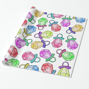 Retro 80's 90's Neon Colourful Ring Candy Pop Wrapping Paper