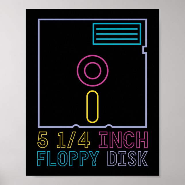 Retro 80s 90s Neon Floppy Disc Poster (Front)