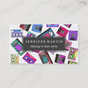 Retro 80's 90's Neon Patterned Cassette Tapes Business Card
