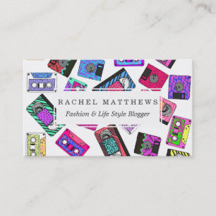 Retro 80's 90's Neon Patterned Cassette Tapes Business Card