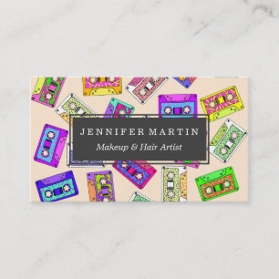 Retro 80's 90's Neon Patterned Cassette Tapes Business Card