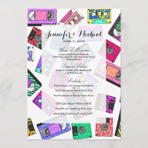 Retro 80's 90's Neon Patterned Cassette Tapes Menu