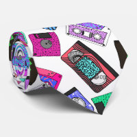 Retro 80's 90's Neon Patterned Cassette Tapes