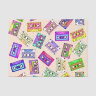 Retro 80's 90's Neon Patterned Cassette Tapes Tissue Paper