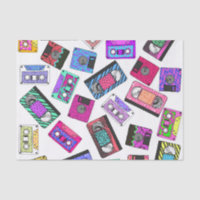 Retro 80's 90's Neon Patterned Cassette Tapes