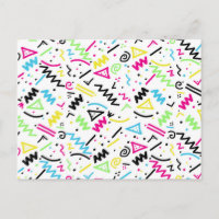 Retro 80's 90's Neon Pink Green Blue Yellow Doodle