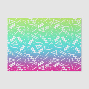 Retro 80's 90's Neon Rainbow Sketched Doodle Tissue Paper