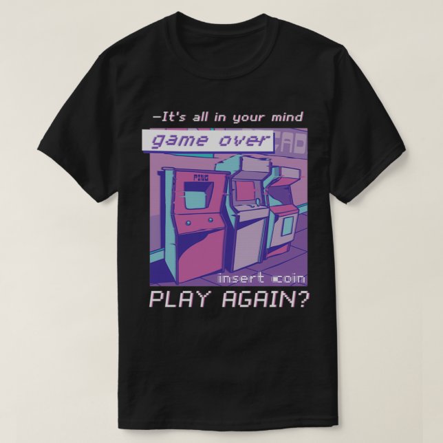 Retro 80s 90s Nostalgic Arcade Vaporwave Aesthetic T-Shirt (Design Front)