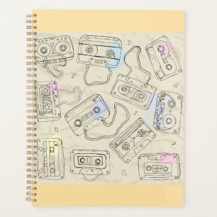 Retro 80s 90s Nostalgic Cassette Mix Tape Pattern Planner