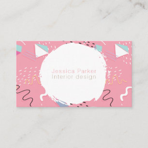 Retro 80's 90's Pink Sketched Doodle Shapes Business Card