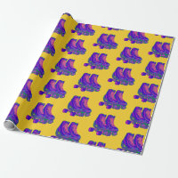 Retro 80s 90s Roller Skates Pattern in Yellow