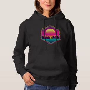 Retro 80s Aesthetic 90s Art Skyline Sunset Vaporwa Hoodie