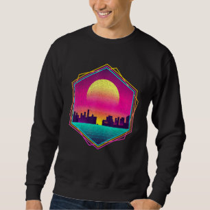 Retro 80s Aesthetic 90s Art Skyline Sunset Vaporwa Sweatshirt