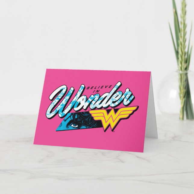 Retro 80's "Believe In Wonder" Graphic Card (Front)