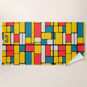 Retro 80s bold geometric modern bright beach towel