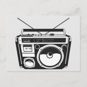 Retro 80s Boombox Grey Postcard