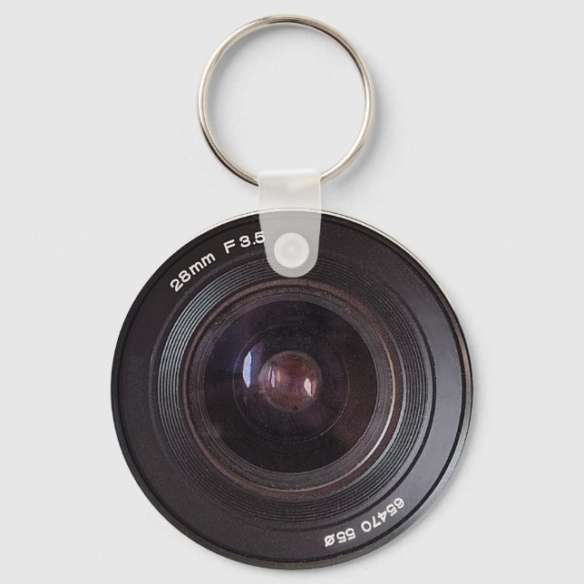 Retro 80s Camera Lens On A Keyring (Front)