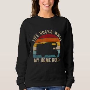 Retro 80s Camping Rv Camper Caravan Vintage Motorh Sweatshirt