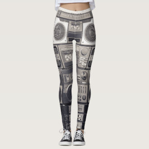Retro 80s Cassette Recorders Pattern. Leggings