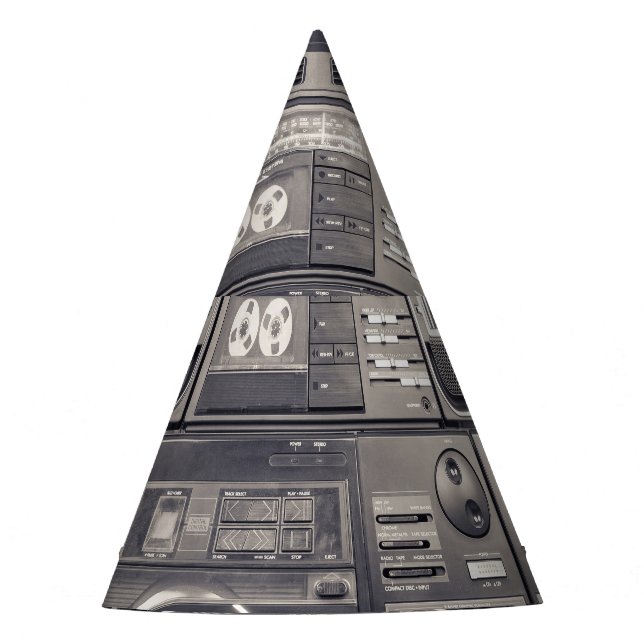 Retro 80s Cassette Recorders Pattern. Party Hat (Front)