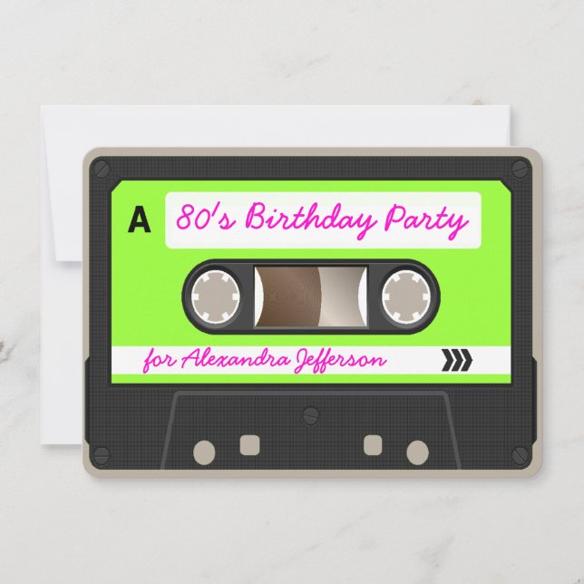 Retro 80s Cassette Tape Birthday Party Invitation (Front)