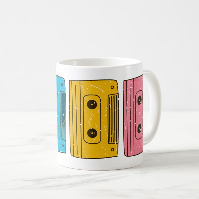 Retro 80s Cassette Tape Mix Tape Nostalgia Gen X Coffee Mug (Front Right)