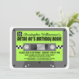 Retro 80's Cassette Tape Party Invitations