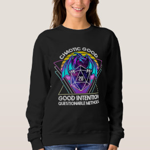 Retro 80s Chaotic Good Alignment Dragon D20 Gamer Sweatshirt