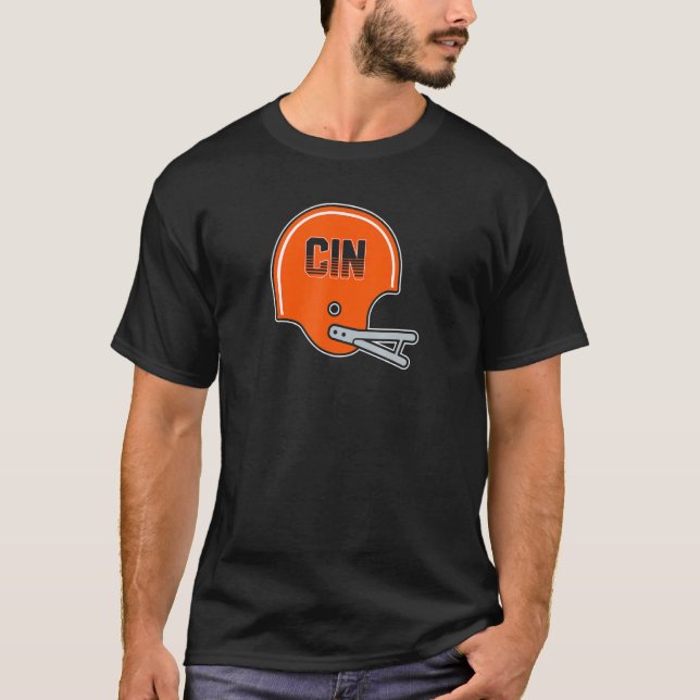 Retro 80s Cincinnati Football Helmet Cin T-Shirt (Front)