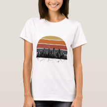 Retro 80s City Skyline Sunset Vintage Cityscape T-