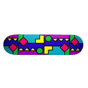 Retro 80s Color Block Skateboard
