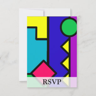 Retro 80s Colour Block RSVP Card