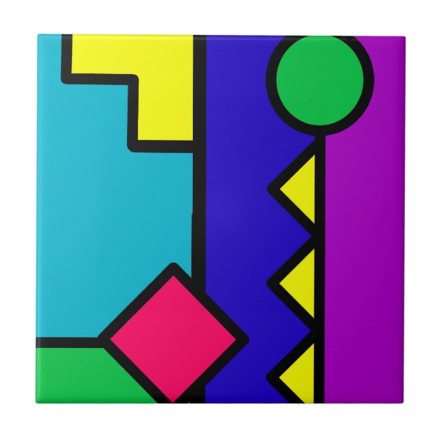 Retro 80s Colour Block Tile (Front)