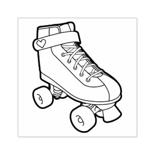 Retro 80s Cute Cartoon Roller Skate Rubber Stamp
