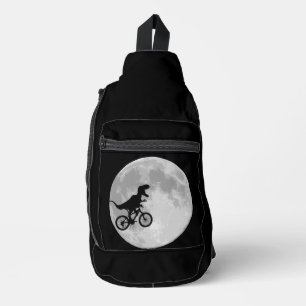 Retro 80s Dinosaur bike and Moon  Sling Bag