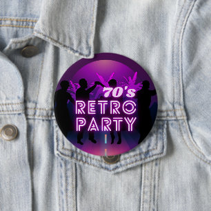 Retro 80s Disco Dance Party Neon Purple Funky 10 Cm Round Badge